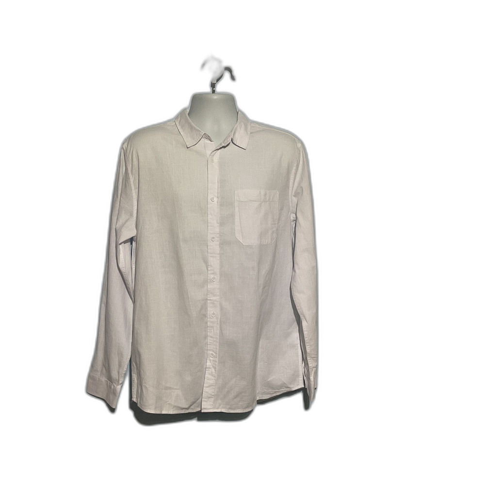 Men's White Long Sleeve Dress Shirt - Jekaoya Size L